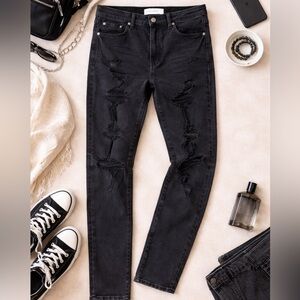 Pacsun Stacked Skinny Jeans 32x32 Black Distressed